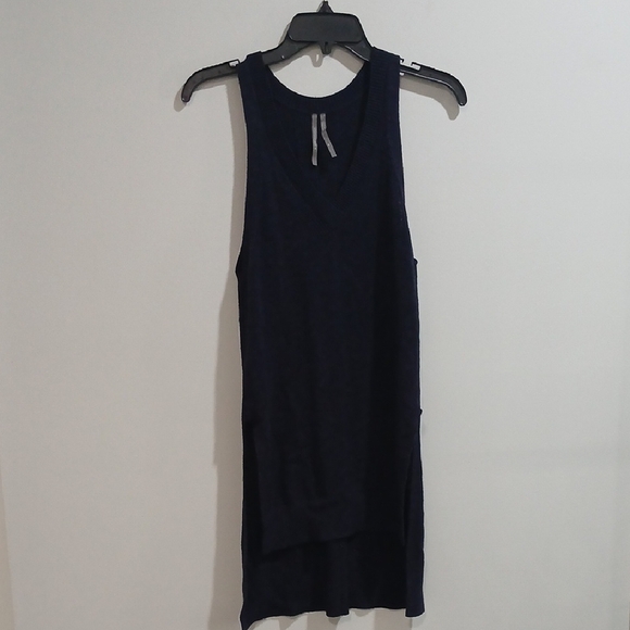 Anthropologie Blue Asymmetrical Cut Out Tank Top - Picture 3 of 9